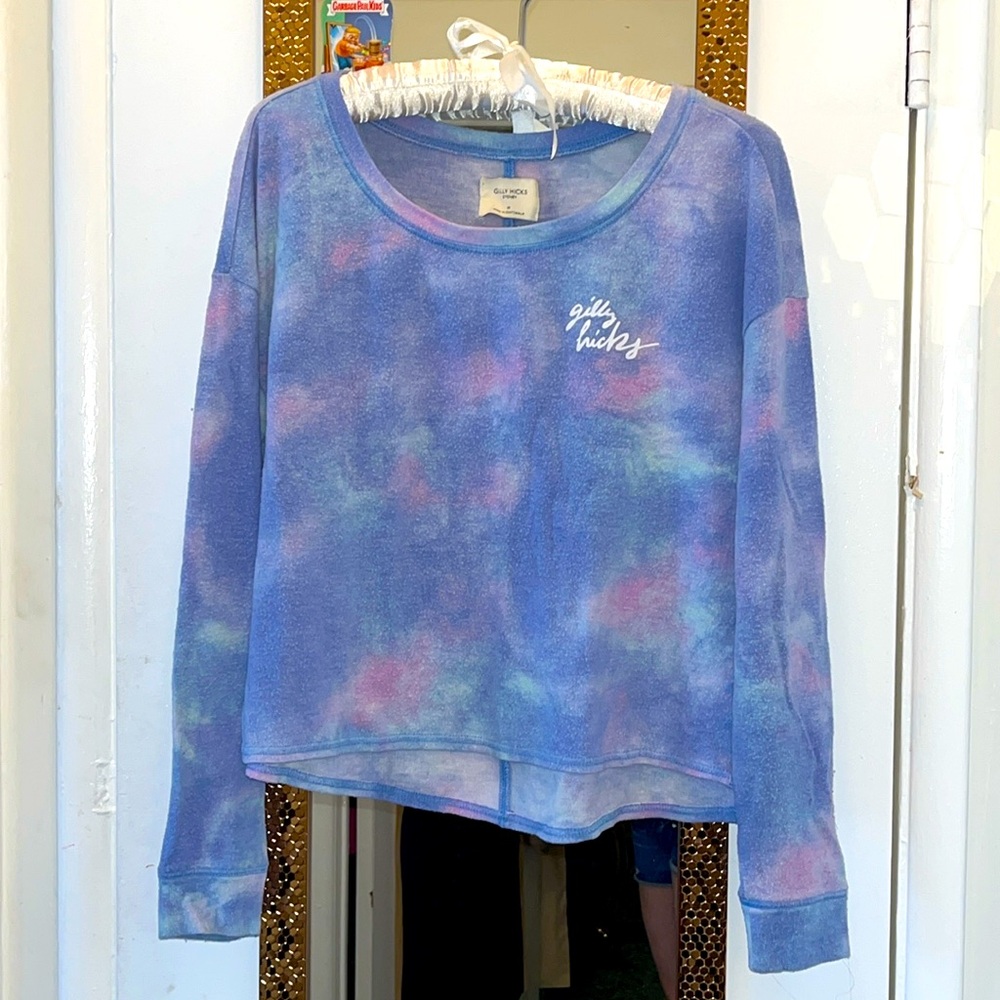Vintage Gilly hicks medium long sleeve cotton candy colored tie dyed crop top